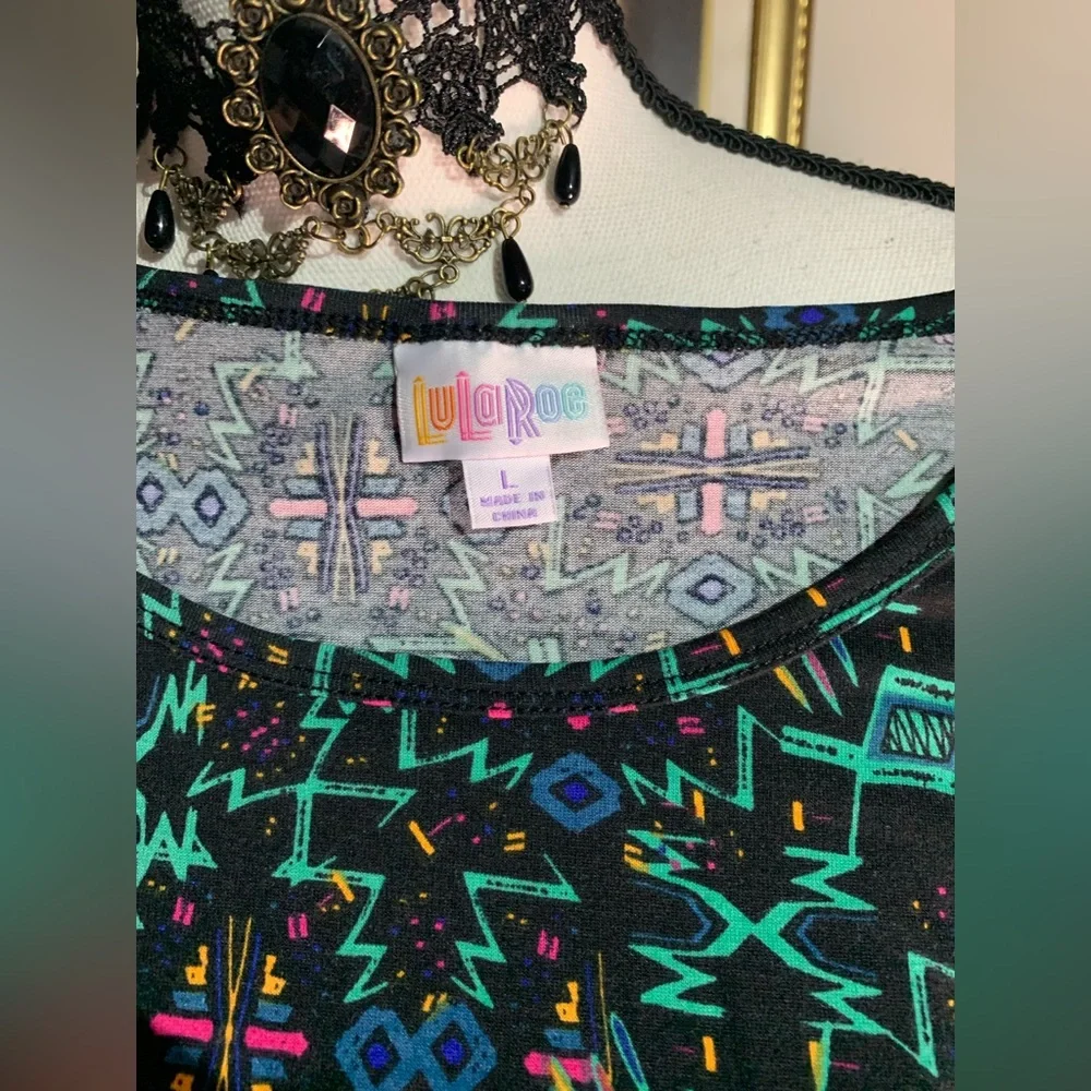 Lularoe Irma Black Graffiti Print Top - Picture 9 of 9